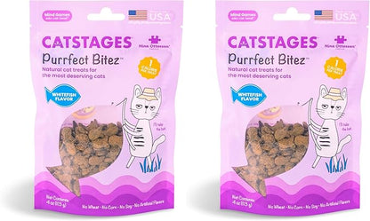 Catstages by Nina Ottosson Purrfect Bitez Natural Crunchy Cat Treats for Puzzles, Toys, Feeders, &amp; Training, USA-Made, Real Whitefish Flavor, 4oz (Pack of 2)