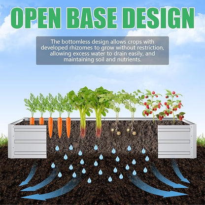 SnugNiture Galvanized Raised Garden Bed 8x4x1FT Outdoor Large Metal Planter Box Steel Kit for Planting Vegetables, Flowers