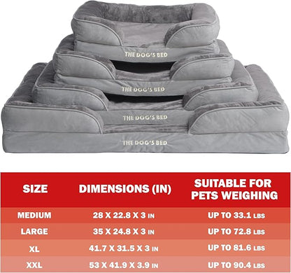 The Dog’s Bed, Orthopedic Standard Foam Waterproof Dog Bed with Standard Support, Large Silver Grey Plush, Waterproof, Supportive Dog Bed with Replaceable Covers, Veterinary Approved