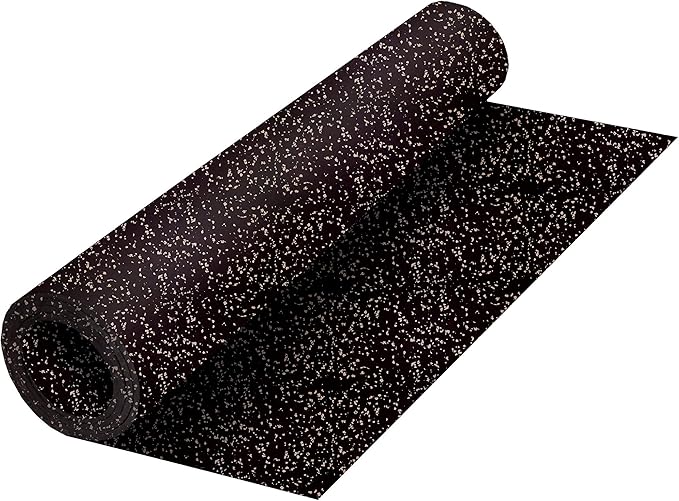 Playsafer Genaflex Rubber Gym Floor Mat, Heavy Duty Commercial Protective Gym Flooring Roll - 8mm Thick (10% Grey, 4&