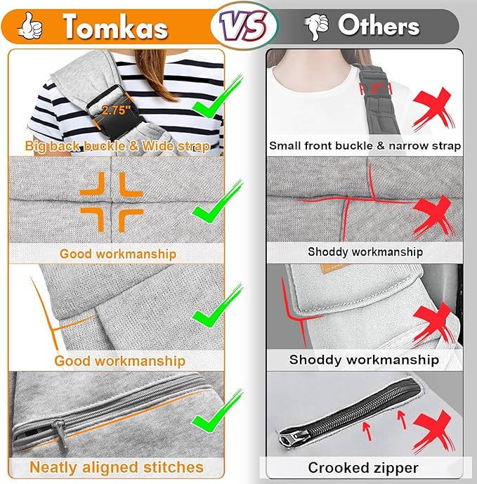 Tomkas Small Dog Sling Carrier - Zipper Pocket &amp; Adjustable Strap - for 3-10 lbs Pets(Grey)