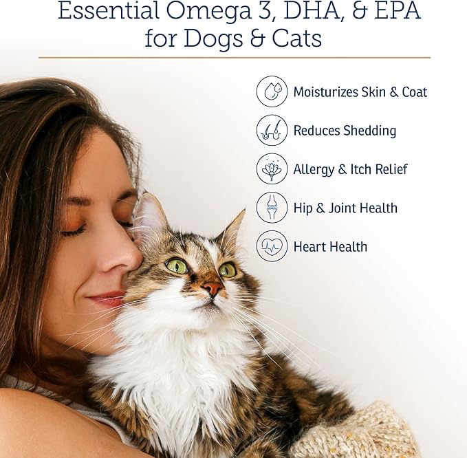 Rx Vitamins Ultra EFA Omega 3 Fish Oil for Dogs &amp; Cats - Promotes Heart, Brain, and Joint Health with Vitamin E, Biotin, and Zinc - Liquid Fish Oil for Itch Relief, Dog Shedding, Coat Health - 8 oz