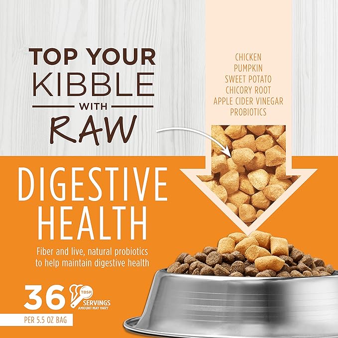 Instinct Raw Boost Mixers, Freeze Dried Cat Food Toppers with Functional Ingredients, Grain Free, Real Chicken - Digestive Health, 5.5 oz Bag