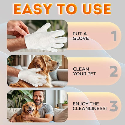 New 2025 Pet Cleaning Glove Wipes for Dogs and Cats – Hypoallergenic Hydrating &amp; Nourishing – Suitable for Eyes, Ears, Paws &amp; Body – Lavender Scent – Ideal for Daily Care &amp; Travel – 18 Count