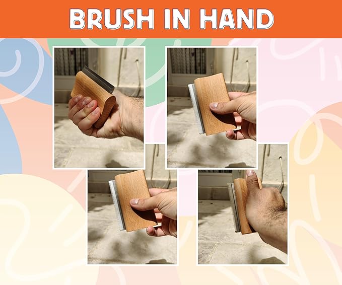 Jocomb Wooden Deshedding Brush for Dogs, Cats &amp; Horses - Gentle Grooming Tool for Thick, Short &amp; Wiry Coats - Dematting Pet Brush for Shedding Control &amp; Comfort