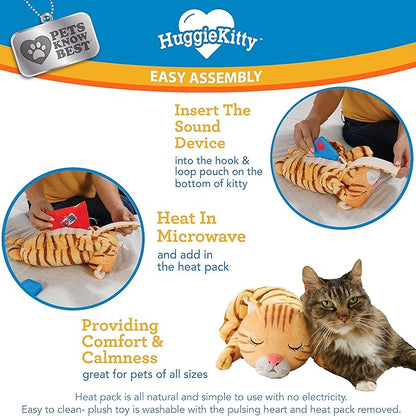 Pets Know Best HuggieKitty | Comfort Purring Companion with Heartbeat Sleep Aide for Cats &amp; Kittens, Heating for Calming Relief, Carrier &amp; Behavioral Training Essential, Breeds, Orange