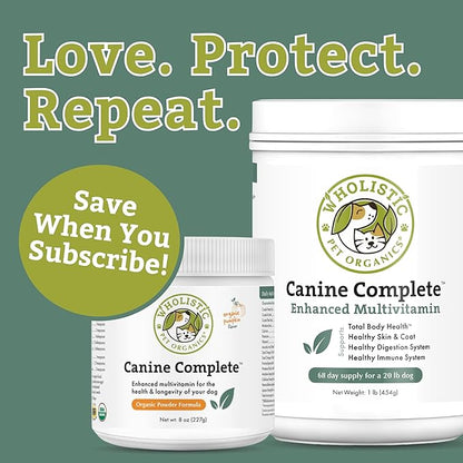 Wholistic Pet Organics Canine Complete - Dog Multivitamin Powder - 2 Lb - Daily Dog Vitamins and Supplements for Homemade Food - Immune System, Skin, Coat &amp; Overall Health - Small and Large Breed