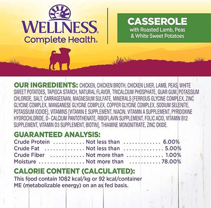 Wellness Petite Entrées Casserole with Roasted Lamb, Peas &amp; White Sweet Potatoes, 3-Ounce Cup (Pack of 12)