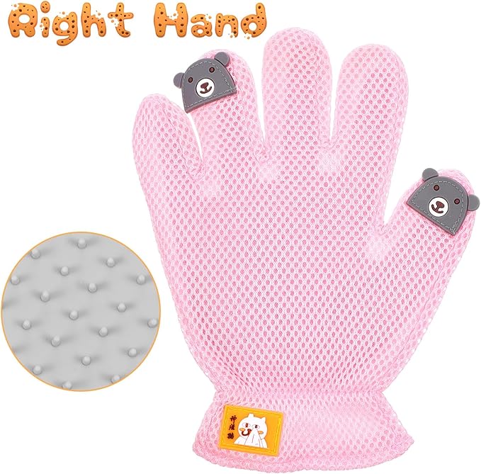 2 in 1 Pet Grooming Glove for Cats &amp; Dogs, Efficient Deshedding Brush Pet Long Short Fur Removal Glove, Gentle Massaging Puppy Kitten Bathing Grooming Brush Tool, Easy Clean Floating Hair Mitt