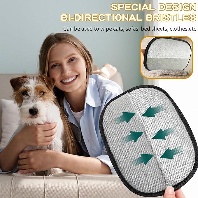 3Pcs Pet Hair Removal Glove for Cats &amp; Dogs, Upgrade Efficient Grooming Gloves for Pet Hair, Cat Grooming Gloves for Hair Removal，Reusable Cat &amp; Dog Hair Remover for Couch, Furniture