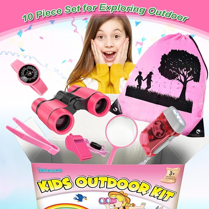 Kids Explorer Kit &amp; Bug Catcher Kit, Camping Gear for Kids, Outdoor Exploration Set with Backpack &amp; Binoculars, Ideal Outdoor Adventure Toys for Boys Girls 3-12