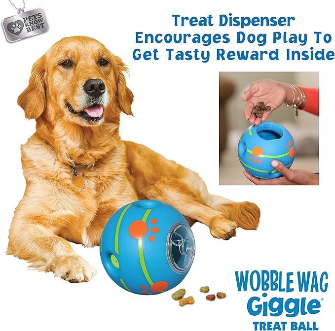 Wobble Wag Giggle Treat Ball- Interactive Dog Toy &amp; Treat Dispenser, Fun Giggle Sounds When Rolled or Shaken, Great for Dogs Pets Know Best