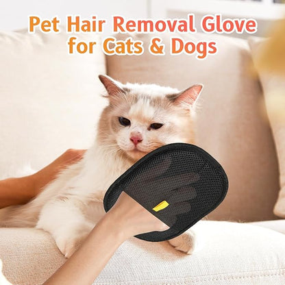 2pcs - Pet Hair Removel Glove for Cats &amp; Dogs, Electrostatic Pet Hair Removal Gloves for Couch, Cat Grooming Gloves, Reusable Cat and Dog Hair Removel for Sofas, Furniture, Carpets and Curtains