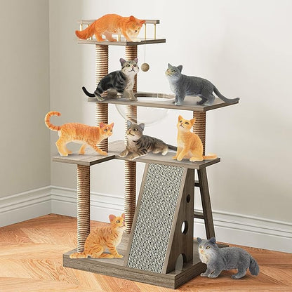 Toymany 8PCS Grey &amp; Orange Cat Figurines Set, Realistic Cat Figures Kitten Toys, Cat Cake Toppers Easter Eggs Birthday Gift for Kids Children