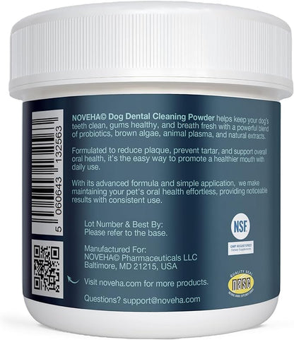 NOVEHA Pet Dental Powder | Vet-Approved Oral Care for Dogs &amp; Cats | Natural Tartar Remover for Dogs Fresh Breath Formula | Easy Teeth Cleaning for Daily Use (1 - Pack)