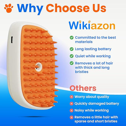 Pet Steam Brush For Cat &amp; Dog - Pets Spray Hair Removal Comb - Cats Indoor Shedding &amp; Grooming Mist Tool - Water Steamer Brushes for Long &amp; Short Haired Dogs - Spritz Defur Comb (Orange)