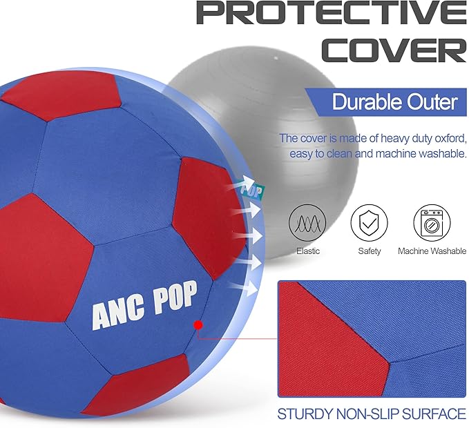 Herding Ball for Dogs &amp; Horses - 20" Ball with Hand Pump - Blue &amp; Red