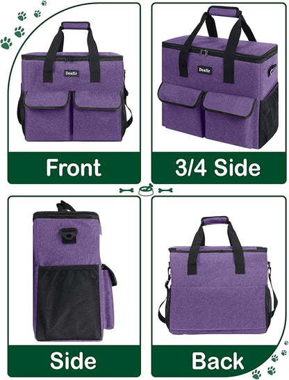 Large Pet Travel Bag Organizer - Dog &amp; Cat Tote with Food Containers, Bowls, Feeding Mat, Perfect for Camping, Hiking (Multi-Pocket Design)
