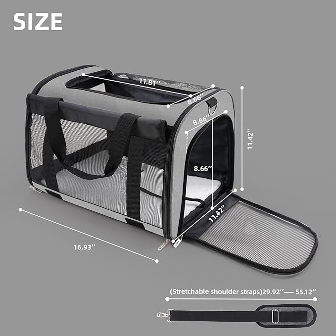 TWDEPART Cat Carrier Backpack - Multifunctional, Firm &amp; Foldable with Roll-Up Shade, Breathable Design Includes Collapsible Bowl &amp; Cushion (Grey)