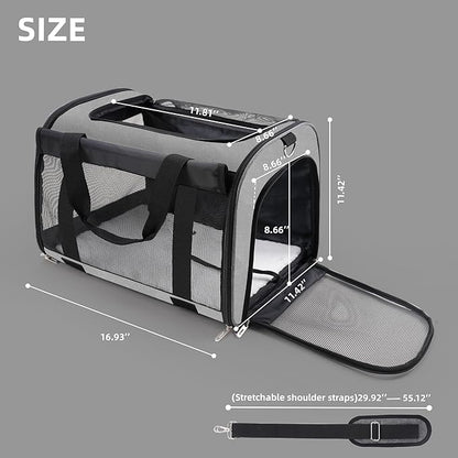TWDEPART Cat Carrier Backpack - Multifunctional, Firm &amp; Foldable with Roll-Up Shade, Breathable Design Includes Collapsible Bowl &amp; Cushion (Grey)