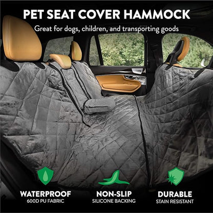 Plush Paws Products Velvet Convertible Rear Seat Cover | Durable Diamond Stitching | Washable &amp; Waterproof Back Seat Cover | Car, Truck &amp; SUV | Nonslip, Tear Resistant Protection | X-Large London Grey