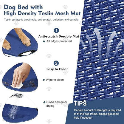 Upgraded Elevated Dog Bed with Canopy, Portable Raised Outdoor Dog Bed with Stable Anti-Slip Feet, Wider Shade Pet Bed Cot, Raised Dog Beds for Large Dogs Camping, Indoor &amp; Outdoor Use