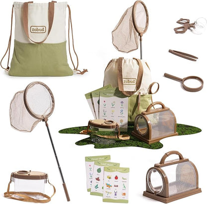 ROBUD Kids Explorer Kit, Bug Catcher Kit with Bag Kit, Outdoor Exploration Set for Camping, Montessroi Toy for Kids Coming Closer to Nature，WRP07