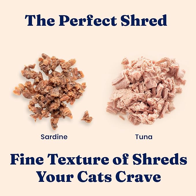 Solid Gold Wet Cat Food Shreds in Gravy - Healthy Canned Cat Food Made w/Real Tuna, Sardine, Vitamins, Minerals &amp; Taurine - Grain Free &amp; Gluten Free Canned Meals for Cats &amp; Kittens - 24ct/3oz Can