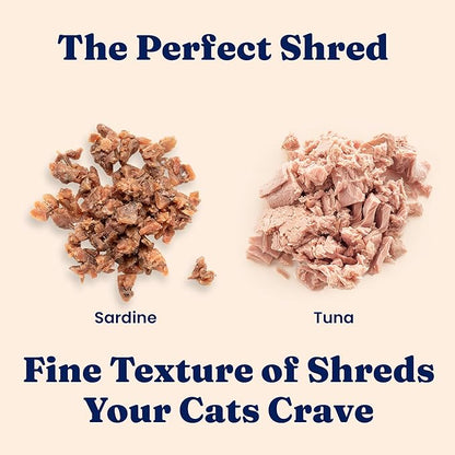 Solid Gold Wet Cat Food Shreds in Gravy - Healthy Canned Cat Food Made w/Real Tuna, Sardine, Vitamins, Minerals &amp; Taurine - Grain Free &amp; Gluten Free Canned Meals for Cats &amp; Kittens - 24ct/3oz Can