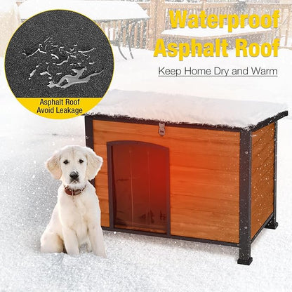Aivituvin Outdoor Dog House with Insulated Liner Waterproof Dog Kennel for Winter Cat House for Small &amp; Medium &amp; Large Dogs,Cats,Unique All-Around Iron Frame