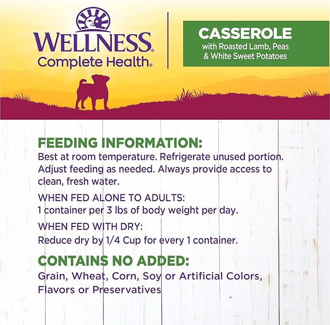 Wellness Petite Entrées Casserole with Roasted Lamb, Peas &amp; White Sweet Potatoes, 3-Ounce Cup (Pack of 12)