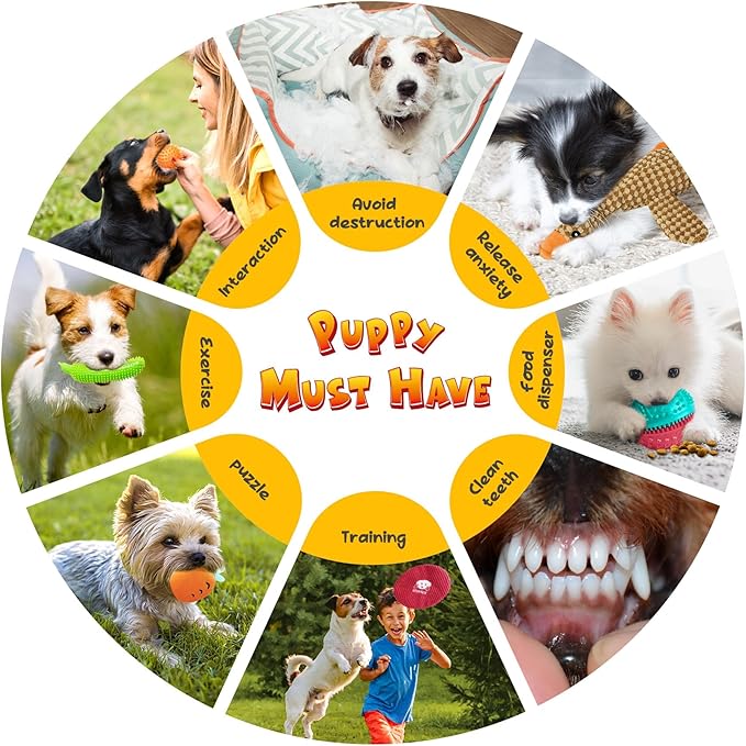 KIPRITII Puppy Teething Chew Toys -25 Pack Dog Chew Toys with Rope Toys, Dog Treat Balls &amp; Squeaky Toy for Puppy and Small Dogs