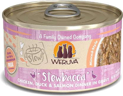 Weruva Classic Cat Stews!, Stewbacca with Chicken, Duck &amp; Salmon in Gravy, 2.8oz Can (Pack of 12)