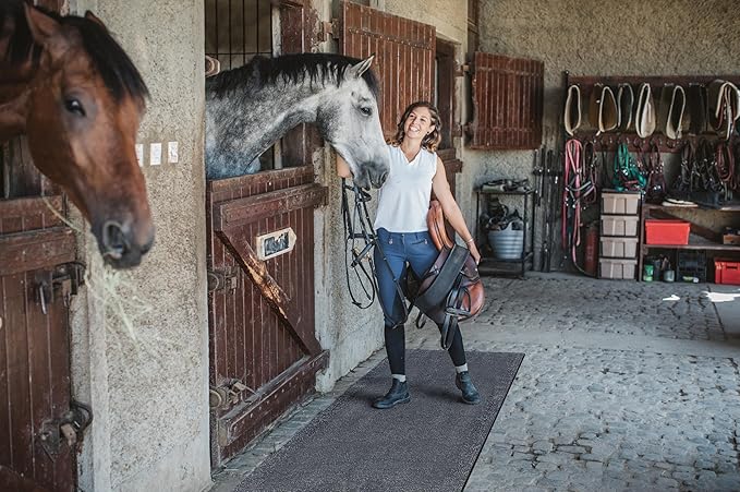 Heavy Duty Horse Stall Mats (20 Pack) - Stable Mats, Durable 3/4 in. Thick Rubber Flooring - Solid Black - 3.5&