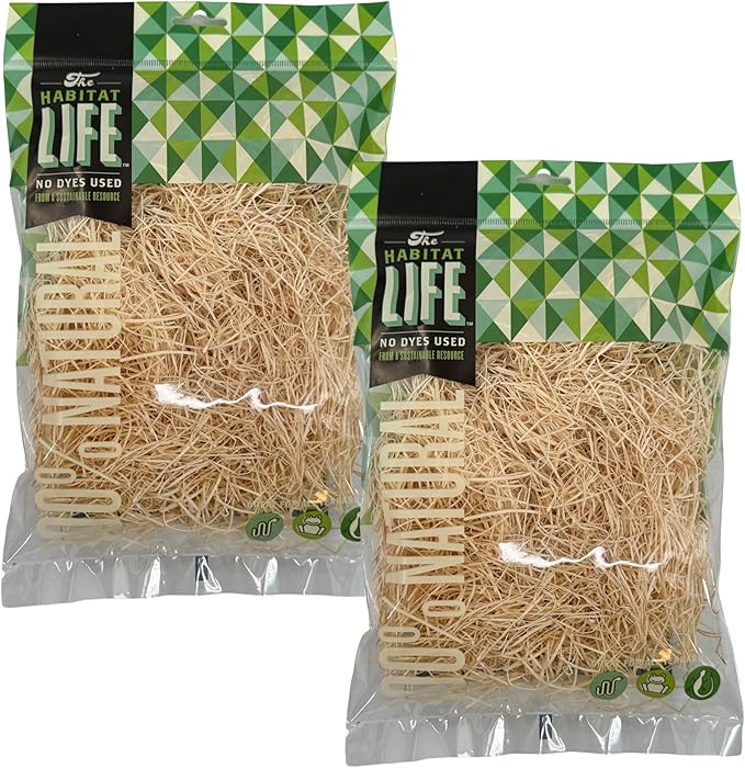 The Habitat Life - Natural Fine Cut Excelsior - for Birds, Hamsters, Gerbils, Rats &amp; Other Small Mammals - Soft &amp; Absorbent - Wood Fiber - Dye-Free &amp; Safe - Small - 2 Pack