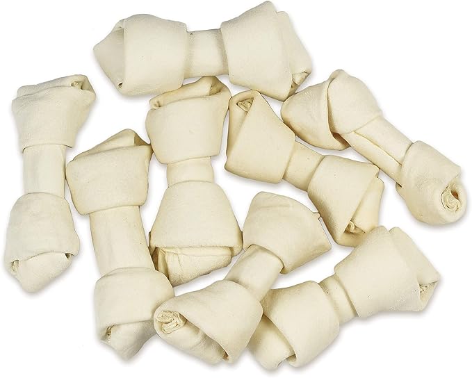 hotspot pets 4-5 Inch Rawhide Dog Chew Bones - Made from Grass Fed Brazilian Cows - Great for Dental &amp; Oral Care -for Medium Chewers (30 Pack)