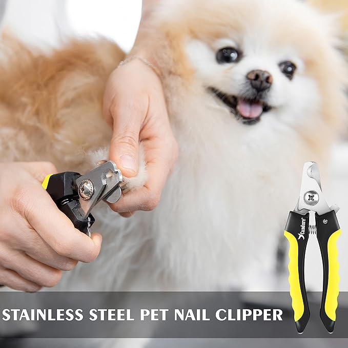 Candure Dog Nail Clippers for Pet Grooming - Professional Cat Nail Trimmers Suitable for Small to Medium Breeds with a Safety Guard &amp; Nail File