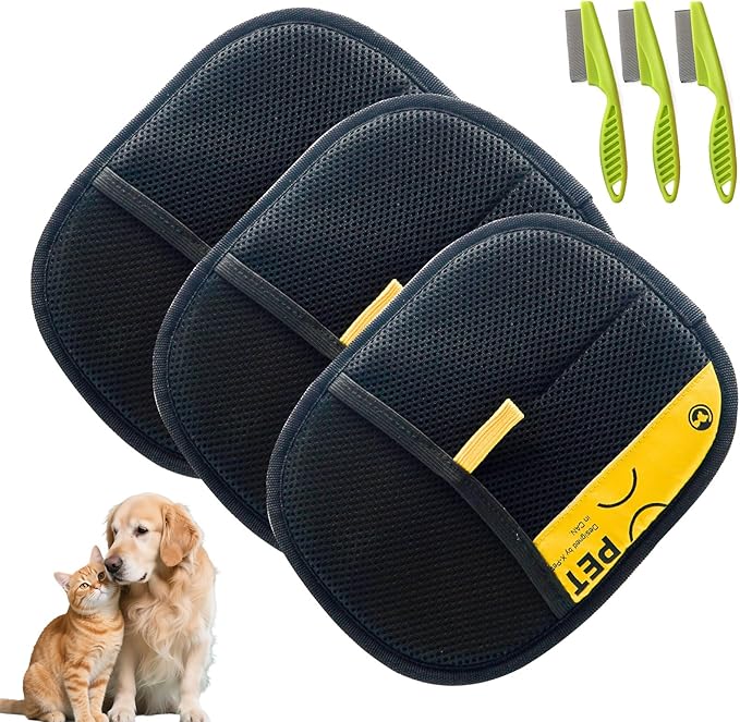 Pet Hair Removal Glove for Cats &amp; Dogs,Pet Hair Remover Electrostatic Gloves,Efficient Pet Grooming Gloves,Reusable Cat &amp; Dog Hair Remover for Couch, Furniture, Carpet, Curtain(3PC)