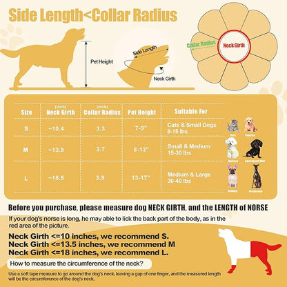 HOMBYS Soft Dog Cone for Dogs and Cats, Cute &amp; Fluffy Flower Shape for Claming, Adjustable Dog Collar Alternative After Surgery, Protective Elizabethan Collar for Dogs Recovery &amp; Stop Licking, S