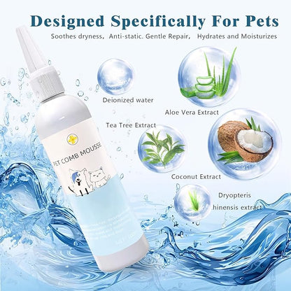 Pet Steam Brush Spray Refill for Dogs &amp; Cats – Pets Waterless Shampoo, 3-in-1 Grooming Spray Comb Mist, 2*Shampoo(Steam Brush not Included)