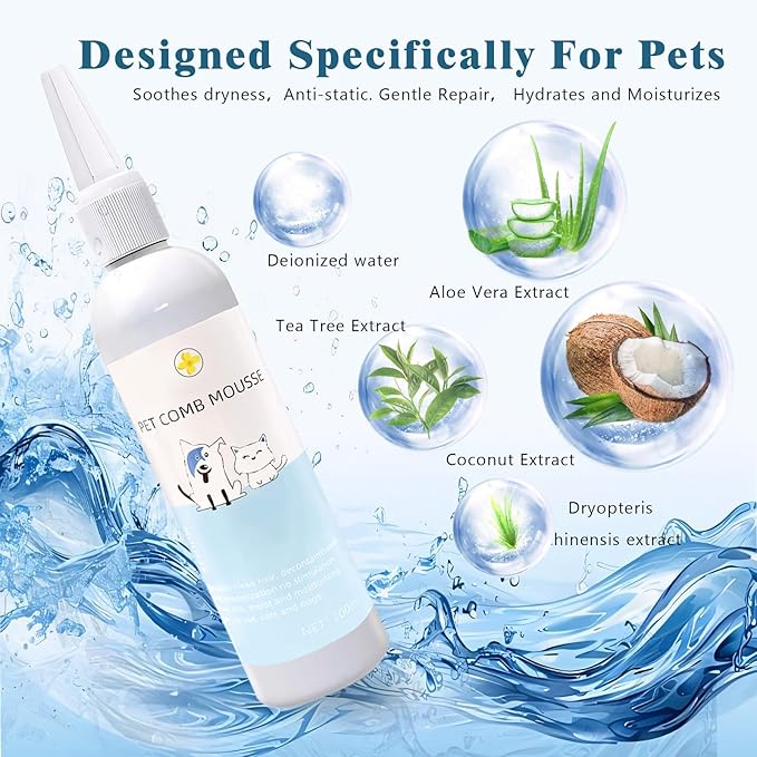 Pet Steam Brush Spray Refill for Dogs &amp; Cats – Concentrated Waterless Shampoo, 3-in-1 Grooming Spray Comb Mist, 1*Shampoo(Steam Brush not Included)