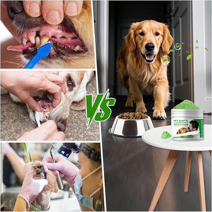 Dog Dental Powder,Dog Teeth Cleaning Powder,Dog Dental Cat Dental Care,Cat and Dog Teeth Cleaning,Canine Plaque Remover Helps Reduce Bad Breath,Improve Pet&