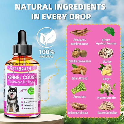 Dog Cough Treatment，Effective Kennel Cough Medicine for Dogs &amp; Cats, Natural Kennel Cough Treatment and Allergy Relief, Herbal Drops for All Breeds &amp; Sizes, Soothing Dog Cough Medicine