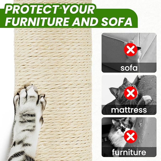 55 Inch Large Cat Tree Tower for Indoor Cats with Hammock Green Leaves Sisal Scratching Post, Plush Hang Ball Play Furniture for Kittens &amp; Adult Cats,New Green