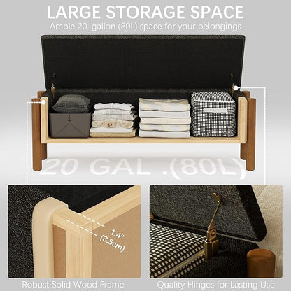 Modern Storage Benches with Walnut Wood Legs, 47&