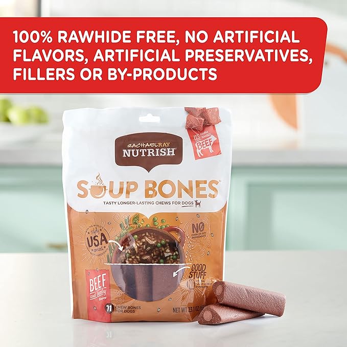 Nutrish Rachael Ray Soup Bones Dog Treats, Beef &amp; Barley Flavor, 6 Bones (Pack of 2)