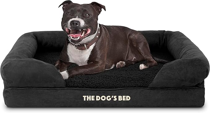 The Dog’s Bed, Medium Black Faux PL 30x23.5, Memory Foam, Pain Relief: Arthritis, Hip &amp; Elbow Dysplasia, Post Surgery, Lameness, Supportive, Calming, Washable Cover, Veterinary Approved