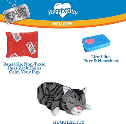Pets Know Best HuggieKitty | Comfort Purring Companion with Heartbeat Sleep Aide for Cats &amp; Kittens, Heating for Calming Relief, Carrier &amp; Behavioral Training Essential, Breeds, Grey
