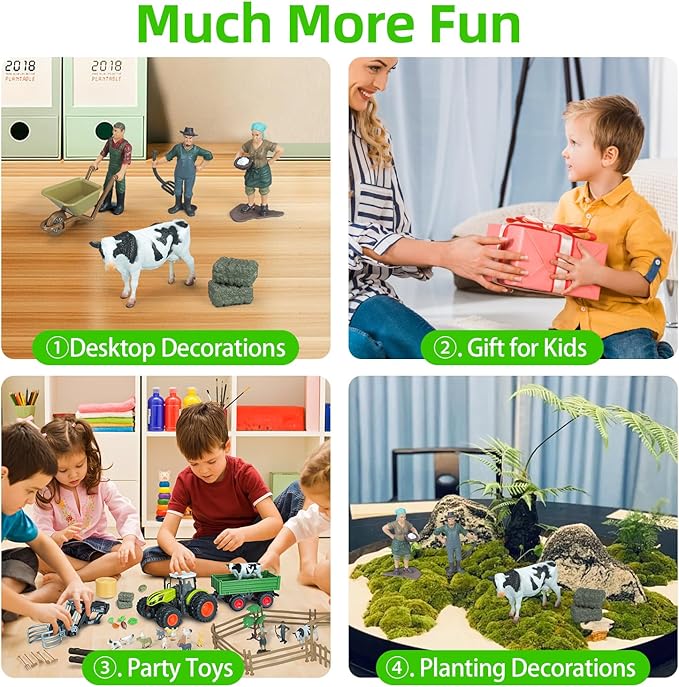 46Pcs Farm Toys, Tractor Toy w/Lights &amp; Sound, Farm Animals Toys for 3 4 5 6 7 8+ Year Old Toddler Girls Boys Kid, Figures Farmer Vehicle Truck Fence Farm Playset Educational Learning Toys