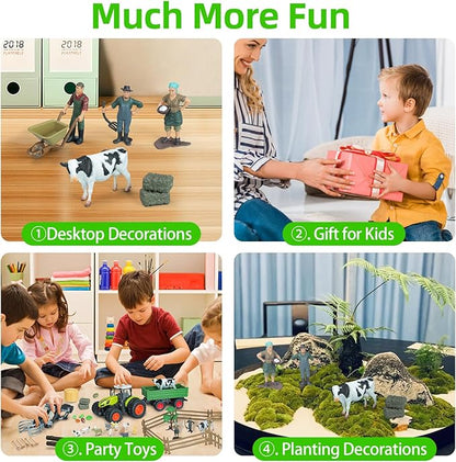 46Pcs Farm Toys, Tractor Toy w/Lights &amp; Sound, Farm Animals Toys for 3 4 5 6 7 8+ Year Old Toddler Girls Boys Kid, Figures Farmer Vehicle Truck Fence Farm Playset Educational Learning Toys